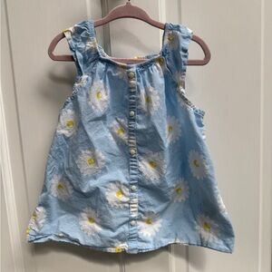 H&M 4-5Y Size 4 Girls Blue & White Daisy Floral Short Sleeve Button Down Blouse